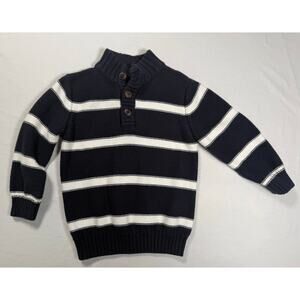 Gymboree Navy White Stripe Sweater Buttons Size 3T Boys Cotton